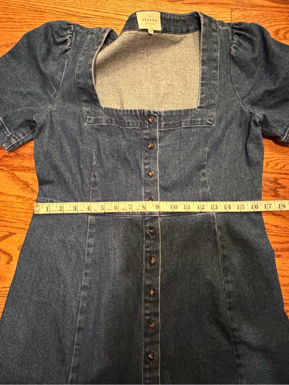 Sezane Lianne Denim Jean Button Front Dress - Picture 8 of 8